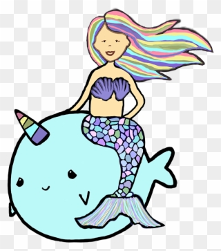 Mermaid Riding A Narwhal Clipart