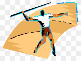 Track Meet Competitor Throws - Illustration Clipart