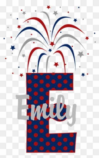 Design Is Printed, Not Embroidered - 4th Of July Fireworks Letter E Pillow Case Clipart