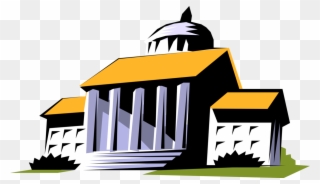 Vector Illustration Of Courthouse With Classical Architecture - Court House Clip Art - Png Download