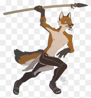 A Scruffy Anthropomorphic Fox Wearing Fur And Leather - Leather Clipart