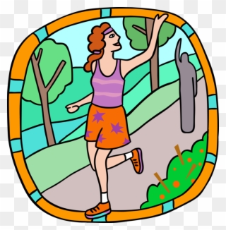 Vector Illustration Of Jogger Exercising In Park Waving - Someone Waving Goodbye Clipart