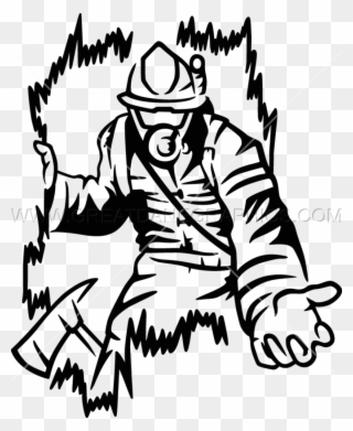 Firefighter Rescue Production Ready - Black And White Firefighter Clip Art - Png Download
