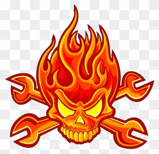 Tete De Mort Feu Orange Png Logos Fire Skull Clipart