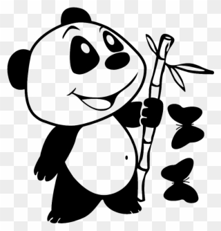 Stickers Panda Bambou Clipart