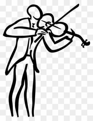 Vector Illustration Of Violinist Musician Plays Violin Clipart