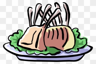 Vector Illustration Of Rack Of Lamb Roast Meat Dinner Clipart