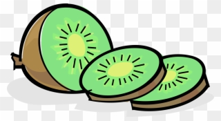 Vector Illustration Of Slices Of Kiwi Kiwifruit, Chinese Clipart