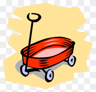 Vector Illustration Of Child's Red Wagon Pull Toy Clipart