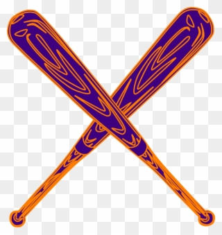 Baseball Bat Purple And Orange Clip Art - Logo Stick Baseball - Png Download