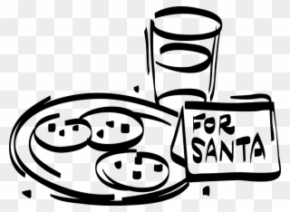 Vector Illustration Of Festive Season Christmas Plate - Cookies For Santa Clipart Black And White - Png Download