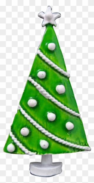 Vintage Green White Polka Dot Christmas Tree Pin Clipart
