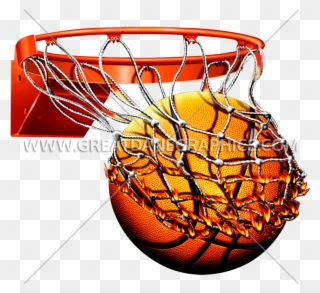 Flaming Basketball With Net Clipart