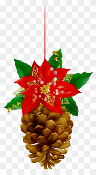 Christmas Pinecone Clipart Christmas Day Poinsettia - Png Download