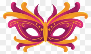 Stickers Masque Carnaval Rouge Orange Clipart