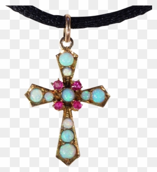 Petit Ruby Opal Gold Cross In Jeweled Clipart