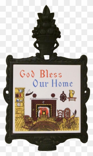 Mid Century Modern God Bless Our Home Cast Iron And Clipart