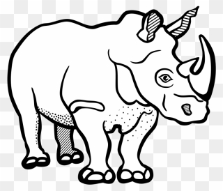 Rhinoceros Drawing Line Art Black And White Color - Clip Art Black And White Rhino - Png Download