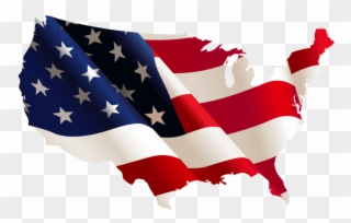 727 - 808 - - American Flag Map Png Clipart