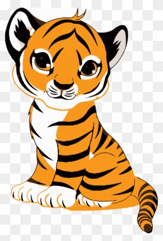 Tiger Face Clip Art Royalty Free Tiger Illustration - Cute Cartoon Tiger Cub - Png Download