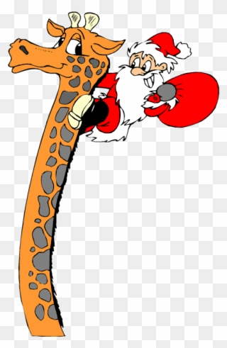 Christmas,holiday,clip - Giraffe Christmas Cartoon - Png Download