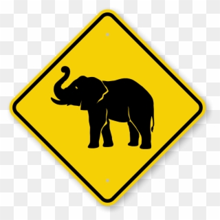 Elephant Crossing Sign - Wait Traffic Sign Clipart