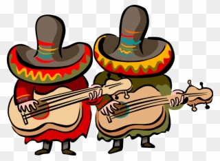 Vector Illustration Of Mexican Musicians With Sombreros - Mexican Musician Clip Art - Png Download