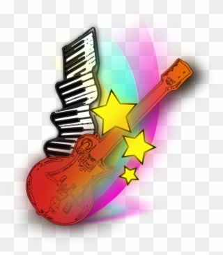 Clip Art Image Music Id This Work - Music Keyboard And Guitar - Png Download