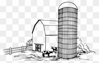 Royalty Free Stock Agriculture Clipart Drawing - Drawing Of A Silo - Png Download