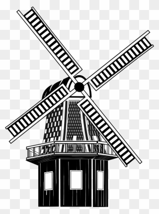 Vector Windmill Black And White - Gambar Kincir Angin Hitam Putih Clipart