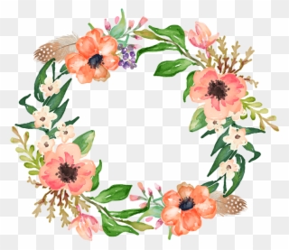 Clipart Free Succulent - Watercolour Ring Of Flowers - Png Download