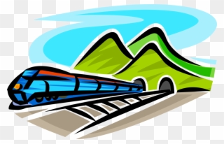 Vector Illustration Of Railroad Rail Transport Speeding Clipart