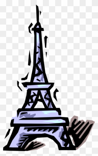 Vector Illustration Of Eiffel Tower On Champ De Mars Clipart