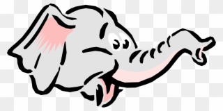 Vector Illustration Of Cartoon Elephant Head With Trunk Clipart