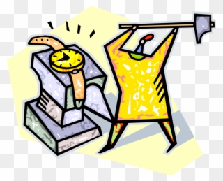 Vector Illustration Of Time Management Smashing Wristwatch Clipart
