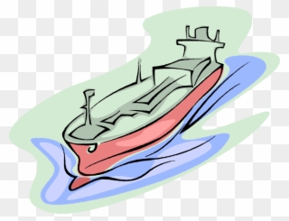 Vector Illustration Of Cargo Ship Or Freighter Ship Clipart