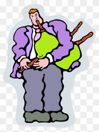 Vector Illustration Of Bagpiper Plays The Scottish Clipart