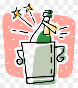 Vector Illustration Of Bottle Of Champagne Chilling Clipart
