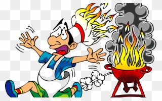 Clipart Fire Safty - Cartoon Bbq On Fire - Png Download