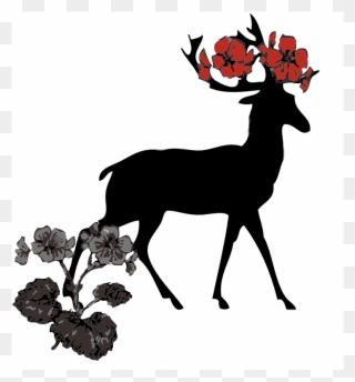 Buck With Flowers Shower Curtain Clipart