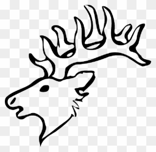 Head, Silhouette, Face, Skull, Cartoon, Deer, Heads - Easy Elk Head Drawing Clipart
