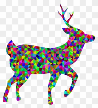 White-tailed Deer Moose Rudolph Reindeer - Colorful Deer Polygon Png Clipart