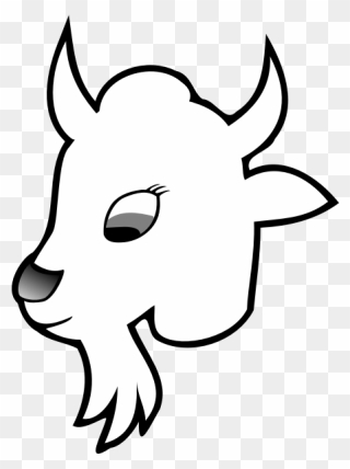 Goats Head Clipart Black And White - Goat Animated - Png Download