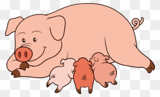 Pinterest Clip Art - Pig With Piglets Clipart - Png Download
