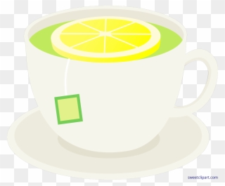 Clip Art Black And White Stock Cup Of Green Tea With - Lemon Tea Clip Art - Png Download