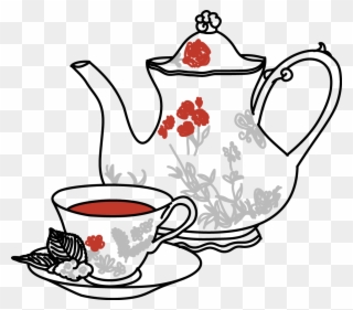 Teaset2pts - Drawing Cup Of Tea Png Clipart