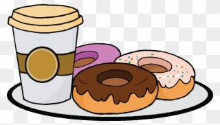 Funny Donut Clipart - Cartoon Coffee And Donut - Png Download