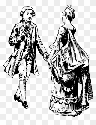 Man And Woman Dancing - Victorian Man And Woman Vector Clipart