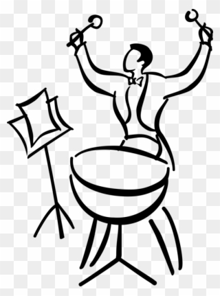 Vector Illustration Of Orchestra Musician Drummer Plays Clipart
