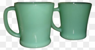 Two Fire King Jadite D Handle Mugs Coffee And Flat Clipart